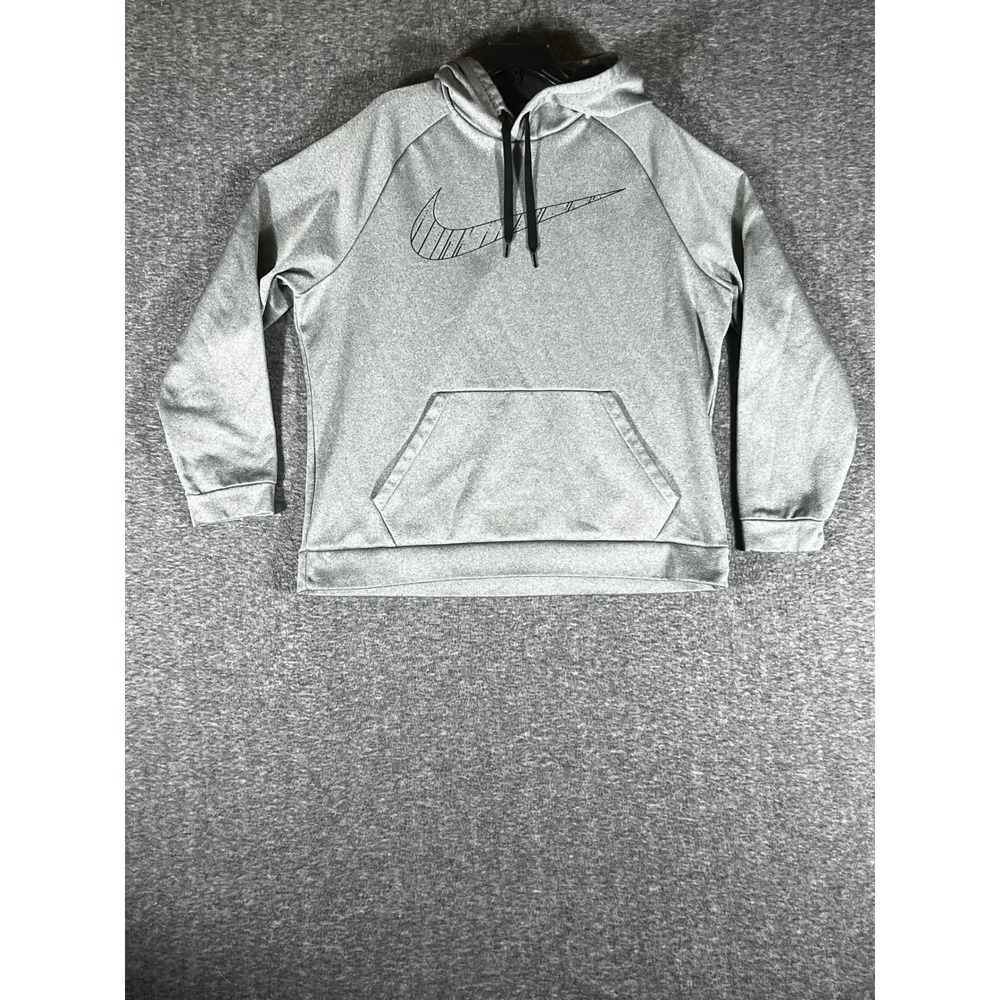 Nike Mens Dri-FIT Heather Gray Graphic Swoosh Pullover Hoodie XL